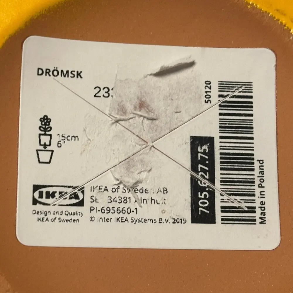 Vintage Modern Ikea Dromsk Plant Pot Yellow Footed Vase 7 inch RARE Made Poland
